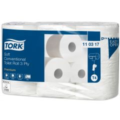Miękki papier toaletowy w rolce konwencjonalnej, trzywarstwowy, Tork biały
