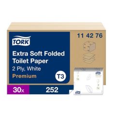 Papier toaletowy Tork Premium w składce , 2 w. biały, celuloza, 7560 szt./op. system T3