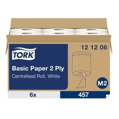 Czyściwo Tork papierowe do podstawowych zadań, białe makulatura, 2w 160m, 6 rolek/op, system M2.