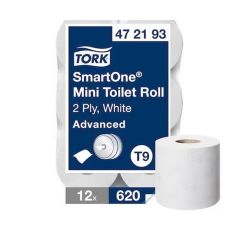 Papier toaletowy Tork SmartOne mini jumbo, 2w. biały, makulatura, 111m, 12 rolek/op, system T9