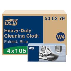 Czyściwo Tork Premium włókninowe wielozadaniowe do trudnych zabrudzeń, 1w. niebieski, 105 szt/op. system W4