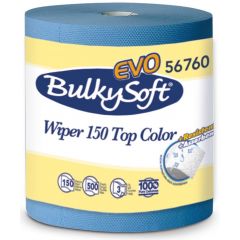 Czyściwo papierowe BulkySoft EXCELLENCE 3w. 150m. niebieskie, celuloza, 500 odcinków