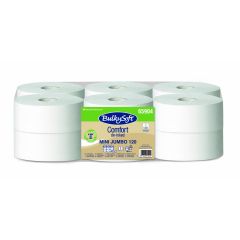 [5 + 1 karton gratis/ 60 + 12 rolek] Papier toaletowy jumbo mini BulkySoft Comfort DE-inked, 2w, biały, celuloza z recyklingu, 120m