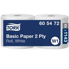 Czyściwo Tork papierowe do podstawowych zadań, białe celuloza, 2w 400m, 2 rolek/op, system W1