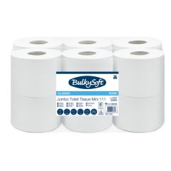 Papier toaletowy centralnego dozowania Mini BulkySoft, 2w biały, celuloza, długość roli 111,60m. 12rolek/op