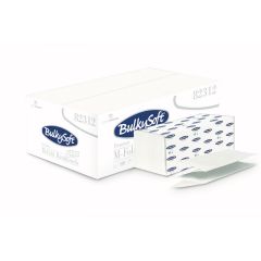 Ręcznik papierowy BulkySoft Premium składany typu M-Fold ULTRA 4 panelowy, 2 warstwy, kolor biały, celuloza 3125 szt./kart. 
