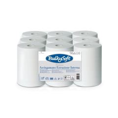 Ręcznik papierowy w roli centralnego dozowania mini BulkySoft Premiumm, 2w, biały, celuloza, długość 60m, 9 rolek/op.