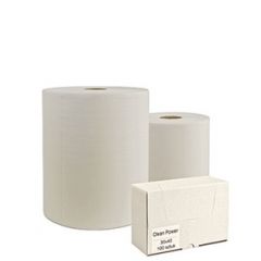Czyściwo włókninowo-celulozowe  CLEAN POWER w dużej roli białe, 475 listków