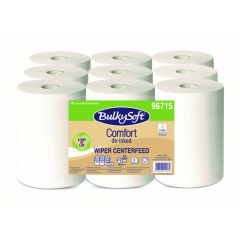 Ręcznik papierowy w roli centralnego dozowania BulkySoft Comfort De-inked, 2w, biały, celuloza z recyklingu, 60m, 9 rolek/op