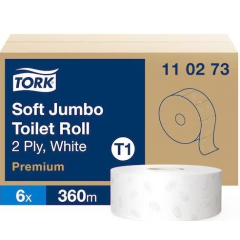 Papier toaletowy Tork maxi jumbo, 2w., biały, makulatura, 360m, 6 rolek/op, system T1