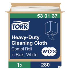 Czyściwo Tork Premium 530 włókninowe wielozadaniowe do trudnych zabrudzeń, 1w., biały, 106 m. system W1/W2/W3