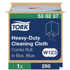 Czyściwo Tork Premium 530 włókninowe wielozadaniowe do trudnych zabrudzeń, 1w., niebieski, 106m, system W1/W2/W3
