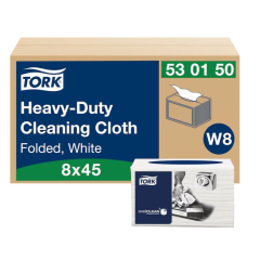 Czyściwo Tork Premium 530 włókninowe wielozadaniowe do trudnych zabrudzeń, 1w., biały, 45 szt/op