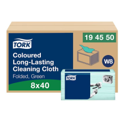 Czyściwo Tork włókninowe ściereczki wielorazowe do czyszczenia zielone. wym. 38x30 cm. W8