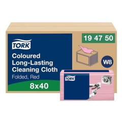 Czyściwo Tork włókninowe ściereczki wielorazowe do czyszczenia czerwone. wym. 38x30 cm. W8