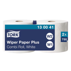 Czyściwo Tork papierowe wielozadaniowe do średnich zabrudzeń, białe celuloza+ makulatura, 2w 255m, 2 role/op. system W1/W2