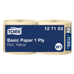 Czyściwo Tork papierowe do podstawowych zadań, żółte makulatura, 1w 1190m, 2 role/op, system W