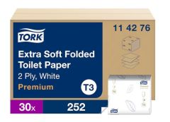 Papier toaletowy Tork Premium w składce , 2 w. biały, celuloza, 7560 szt./op. system T3
