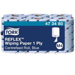 Ręcznik w roli Tork centalnego dozowania system Reflex midi, 1w. makulatura, niebieski, 300m. 6 rolek/op, system M4
