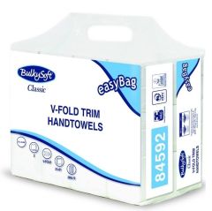 [5 + 1 karton gratis] Ręcznik papierowy BulkySoft składany typu V-Fold (ZZ), 2w, 21x21 cm, biały, celuloza ,3000 szt./op.