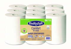 Ręcznik papierowy w roli centralnego dozowania BulkySoft Comfort De-inked, 2w, biały, celuloza z recyklingu, 60m, 9 rolek/op
