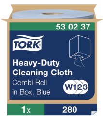 Czyściwo Tork Premium 530 włókninowe wielozadaniowe do trudnych zabrudzeń, 1w., niebieski, 106m, system W1/W2/W3