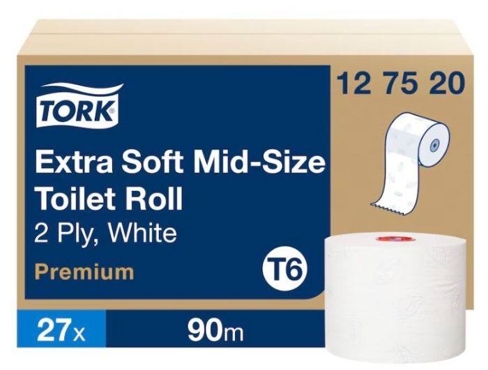 Papier toaletowy Tork Premium Soft compact, 2 w. biały, celuloza z makulaturą, 90m. 27 rolek/op., system T6