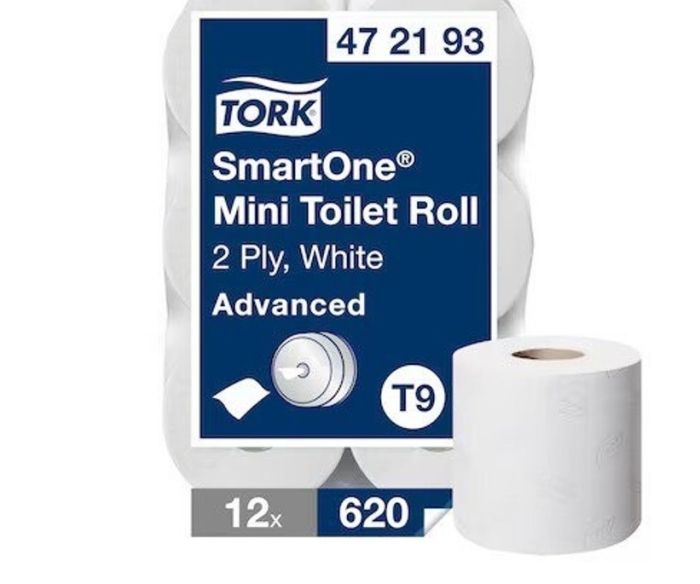 Papier toaletowy Tork SmartOne mini jumbo, 2w. biały, makulatura, 111m, 12 rolek/op, system T9