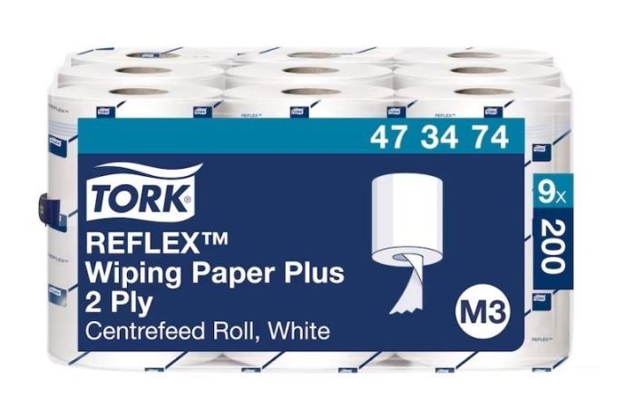 Ręcznik w roli Tork centralnego dozowania Reflex mini, 2w.celuloza+makulatura, biały, 67m. 9 rolek/op, M3