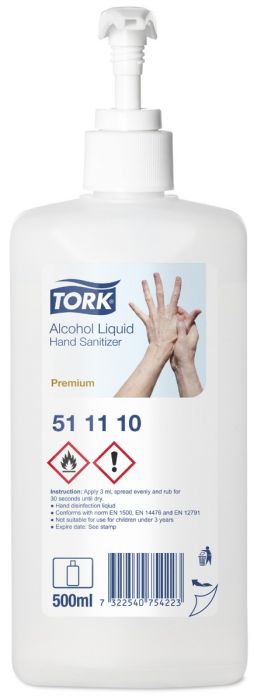 Alkoholowy preparat w płynie do higienicznej i chirurgicznej dezynfekcji rąk w butelce z pompką Tork