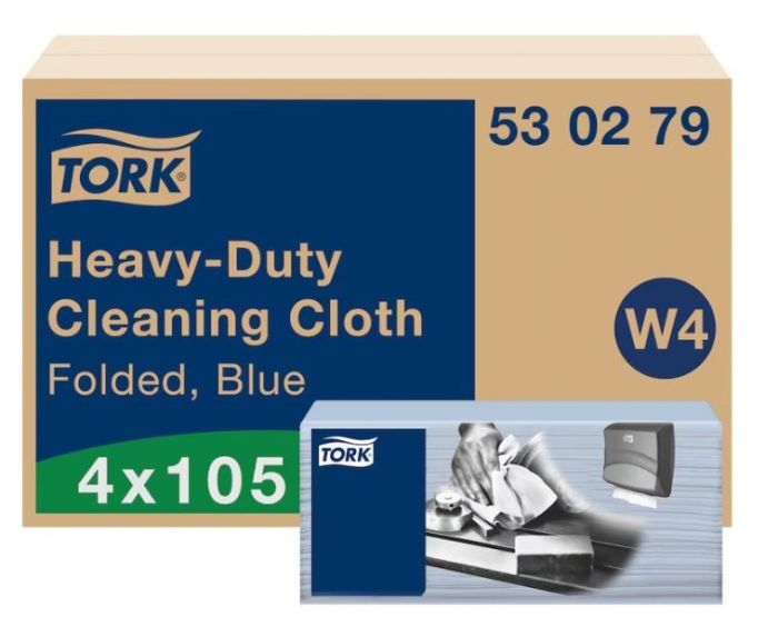 Czyściwo Tork Premium włókninowe wielozadaniowe do trudnych zabrudzeń, 1w. niebieski, 105 szt/op. system W4