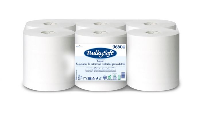 Ręcznik papierowy w roli centralnego dozowania midi BulkySoft Classic, 1 w, biały, celuloza, 300m,