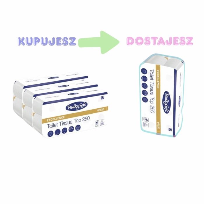 Promocja Papier toaletowy BulkySoft 3w. 66520 29m, 3 op. +8 rolek gratis