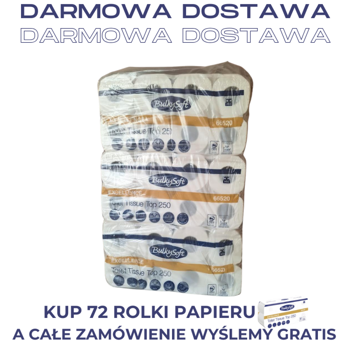 Papier toaletowy BulkySoft Excellence,3w. biały, celuloza, długość 29m, 72 rolki/op.