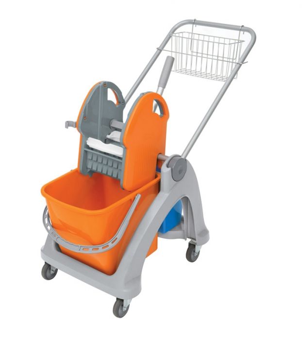 Wózek do sprzątania dwuwiadrowy Splast, pomarańczowo-niebieski