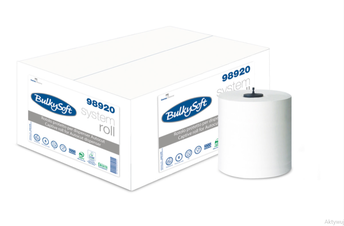 [5 + 1 karton gratis] Ręcznik w roli autocut BulkySoft 2w.150 m. biały, celuloza, 6 rolek