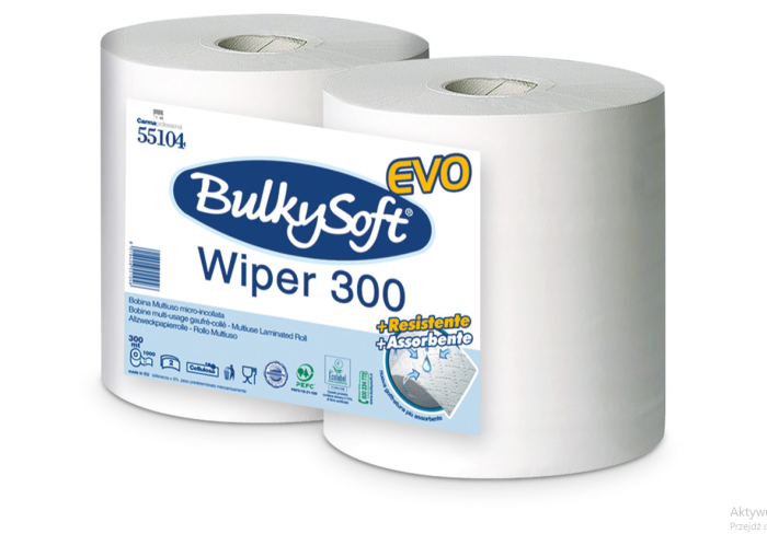 BulkySoft Classic czyściwo papierowe, 2 warstwy, kolor biały, celuloza, długość 300 m. 2 rolki/op