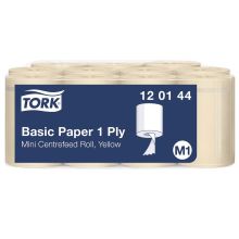 Czyściwo Tork papierowe do podstawowych zadań, żółte makulatura, 1w 115m 11 rolek/op, M1