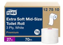 Papier toaletowy Tork Premium Extra compac, 3 w.biały, celuloza z makulaturą, 70m. 27 rolek/op. system T6
