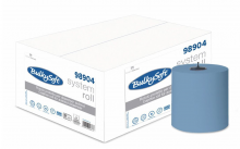 Ręcznik papierowy w roli autocut BulkySoft, 2w, wysokość 21 cm, średnica 19 cm, niebieski, celuloza, 200m